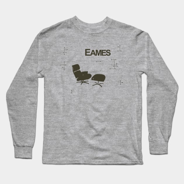 Eames lounge chair and deco wall pattern Long Sleeve T-Shirt by WriterCentral